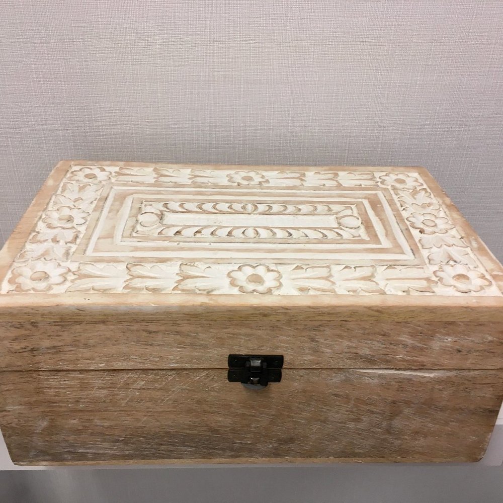 Rustic Chic Wood/White Handcrafted Storage Box